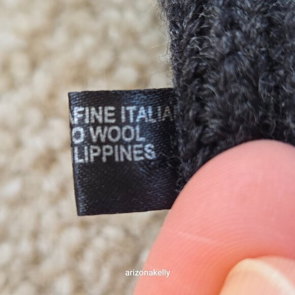 NWOT Extra Fine Merino Wool Scarf Italian Yarn Charcoal Grey Ribbed - Picture 6 of 13